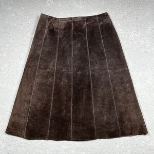 Allan Denis Skirt Womens Size 4 Chocolate Brown Suede Leather Pencil